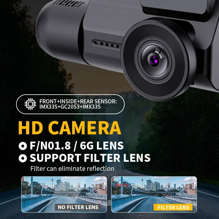Camera auto 4K Taggo cu ecran LCD, cameră spate 2K, interior 1080P, vizionare nocturnă și senzor Sony IMX 335.