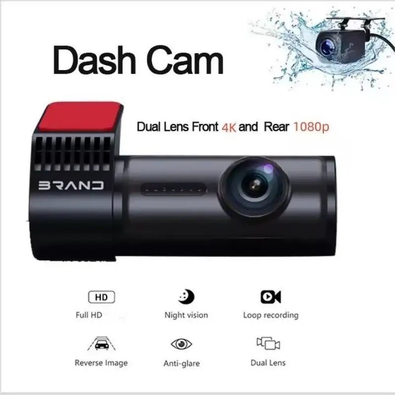 Camera auto Taggo.ro D18 4K cu cameră spate 1080P, WiFi, vedere nocturnă și DVR pentru mașină.