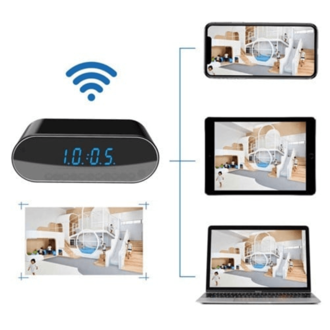Camera de supraveghere în ceas Taggo cu WiFi, vizionare nocturnă, Full HD și senzor de mișcare pentru uz casnic.