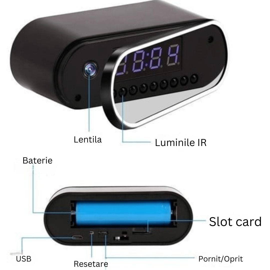Camera de supraveghere în ceas Taggo cu WiFi, viziune nocturnă, Full HD și senzor de mișcare pentru acasă