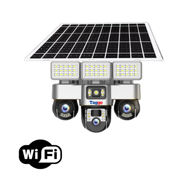 Camera de Supraveghere cu Panou Solar, Conexiune WiFi, 12MP, Detectie miscare, Vedere pe Timp de Noapte, Urmarire Miscare Umana, Rezistent la Apa/Intemperi, Comunicare Bidirectionala - Taggo.ro