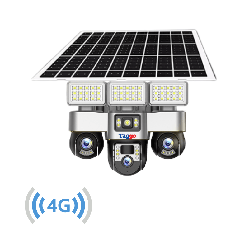 Camera de supraveghere Taggo.ro cu panou solar, 12MP, detectie miscare, vedere nocturna, rezistenta la intemperii și comunicare 2-way.