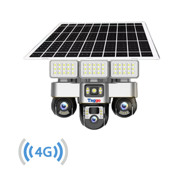 Camera de Supraveghere cu Panou Solar, Conexiune 4G, 12MP, Detectie miscare, Vedere pe Timp de Noapte, Urmarire Miscare Umana, Rezistent la Apa/Intemperi, Comunicare Bidirectionala - Taggo.ro