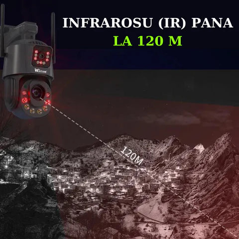 Camera de supraveghere 4G Cartela SIM 6K, 50X, 2 lentile, Control din aplicatie, Detectie umana, Rezistenta la apa IP66 - Taggo.ro