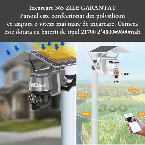 Camera Supraveghere cu Cartela Sim si Panou Solar 4G, Rezolutie 5MP, Rezistenta la Apa, Control din Aplicatie - Taggo.ro