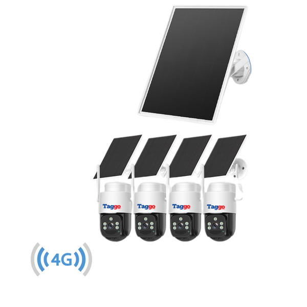 Kit Complet Supraveghere Solara 4G – 4 Camere PTZ + Router Wi-Fi cu Autonomie 30000mAh, Detectie Miscare, Audio Bidirectional, Protectie IP66 - Taggo.ro
