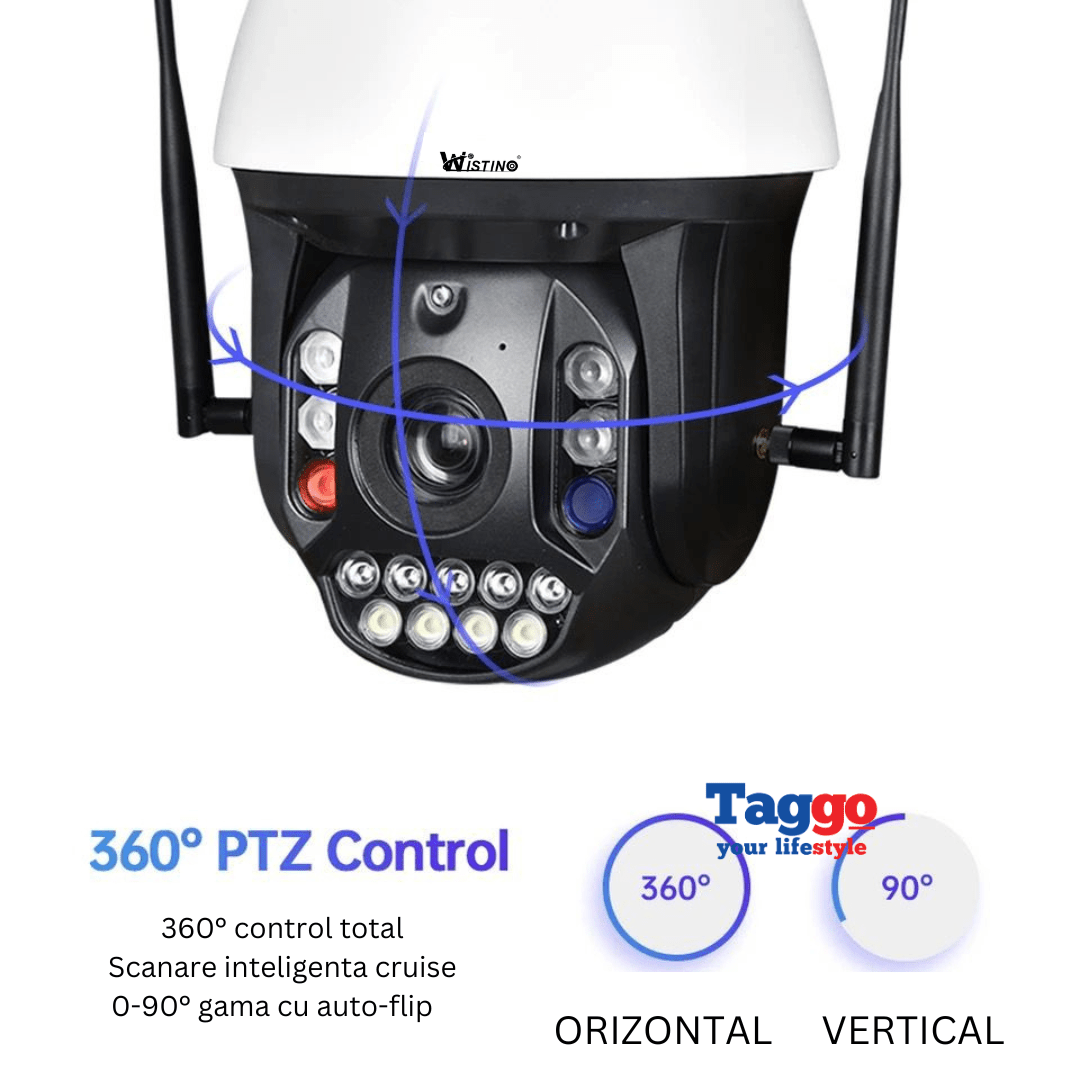 Camera de supraveghere WiFi 4K Ultra HD, zoom 99X, rotire 360°, rezistentă la apă IP66, de la Taggo.ro