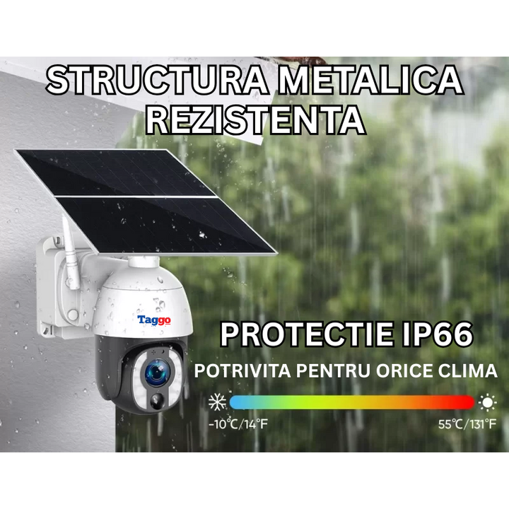 Camera de Supraveghere cu Panou Solar,  8MP, Conexiune WiFi, ZOOM OPTIC 20X, Comunicare Bidirectionala - Taggo.ro