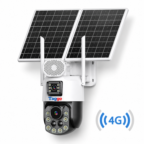 Camera Supravghere Panou Solar Dublu, 4k, Zoom 99X, Conexiune eSIM/4G, Inregistrare AOV, Full Color Noaptea
