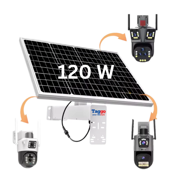 Camera Supraveghere cu Panou Solar si Conexiune WIFI, Rezolutie 6K ULTRA HD, Zoom Optic 100X, 2 Lentile - Taggo.ro