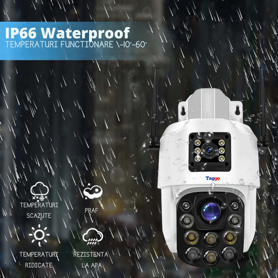 Camera supraveghere Fast Bundle cu panou solar, rezoluție 4K, zoom optic 100X, PTZ exterior, funcție 24/7, cu cartelă SIM 4G.