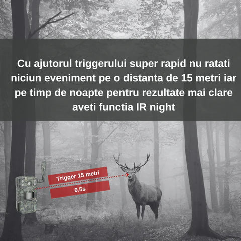 Camera de vânătoare Taggo WISTINO 4G, 14 MP, video 2.7K, senzor PIR 20m, unghi 120°, LED 940nm, aplicație telefon UCON