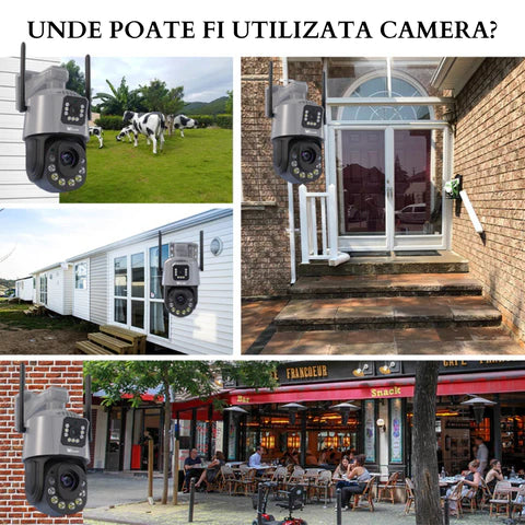 Camera Supraveghere cu Panou Solar si Conexiune WIFI, Rezolutie 6K ULTRA HD, Zoom Optic 100X, 2 Lentile - Taggo.ro