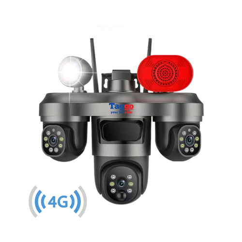 Camera Supraveghere 4G, 3 Lentile, 12MP, Control din Aplicatie, Viziune Nocturna Color, Alarma Sonora si Luminoasa