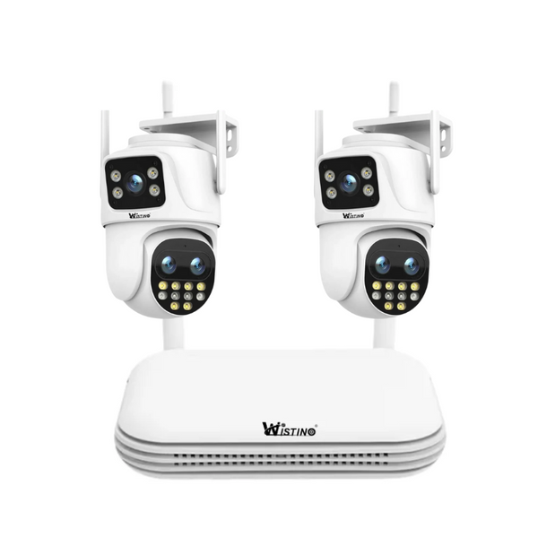 Kit Supraveghere ICSEE NVR + 2 Camere WiFi 6K 12MP, 3 Lentile, Zoom 8X, Urmarire Automata, IP66