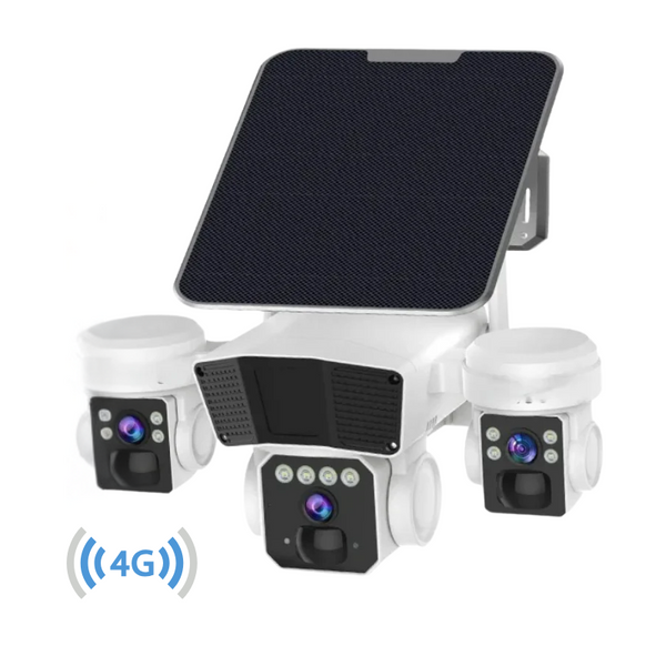 Camera crocodil solar 4G multi-lentile, 12MP, panou solar 20W, stocare in cloud si SD, Rezistenta la apa IP66, Urmarire persoane - Taggo.ro