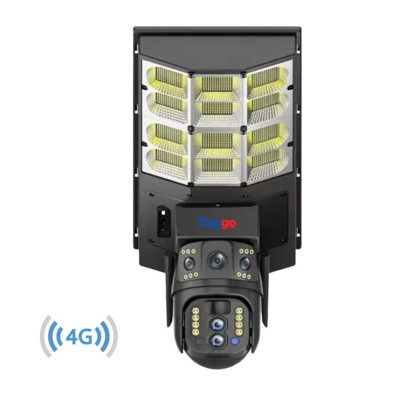 Lampa stradala cu camera 4G si incarcare solara, 8MP cu Vedere Nocturna, Zoom 10X,Urmarire Automata si Comunicare Bidirectionalal - Taggo.ro