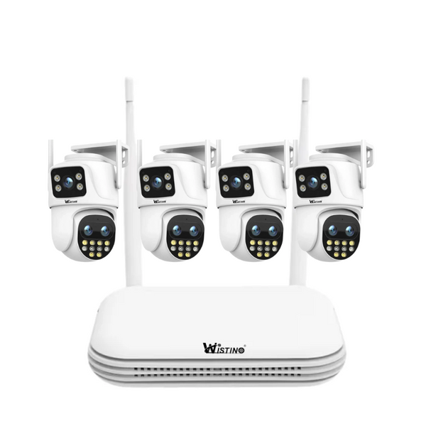 Kit Supraveghere ICSEE NVR + 4 Camere WiFi 6K 12MP, 3 Lentile, Zoom 8X, Urmarire Automata, IP66