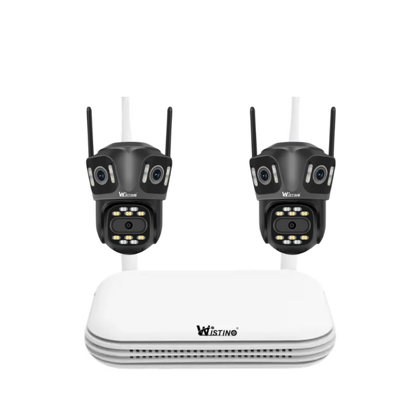 Kit Supraveghere ICSEE NVR + 2 Camere WiFi 6K 12MP, 3 Lentile, Urmarire Automata, IP66