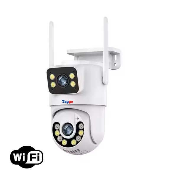 Camera de supraveghere WIFI 3K, 6MP, 2 lentile, Urmarire automata, Control din aplicatie, Rezistenta la apa IP66