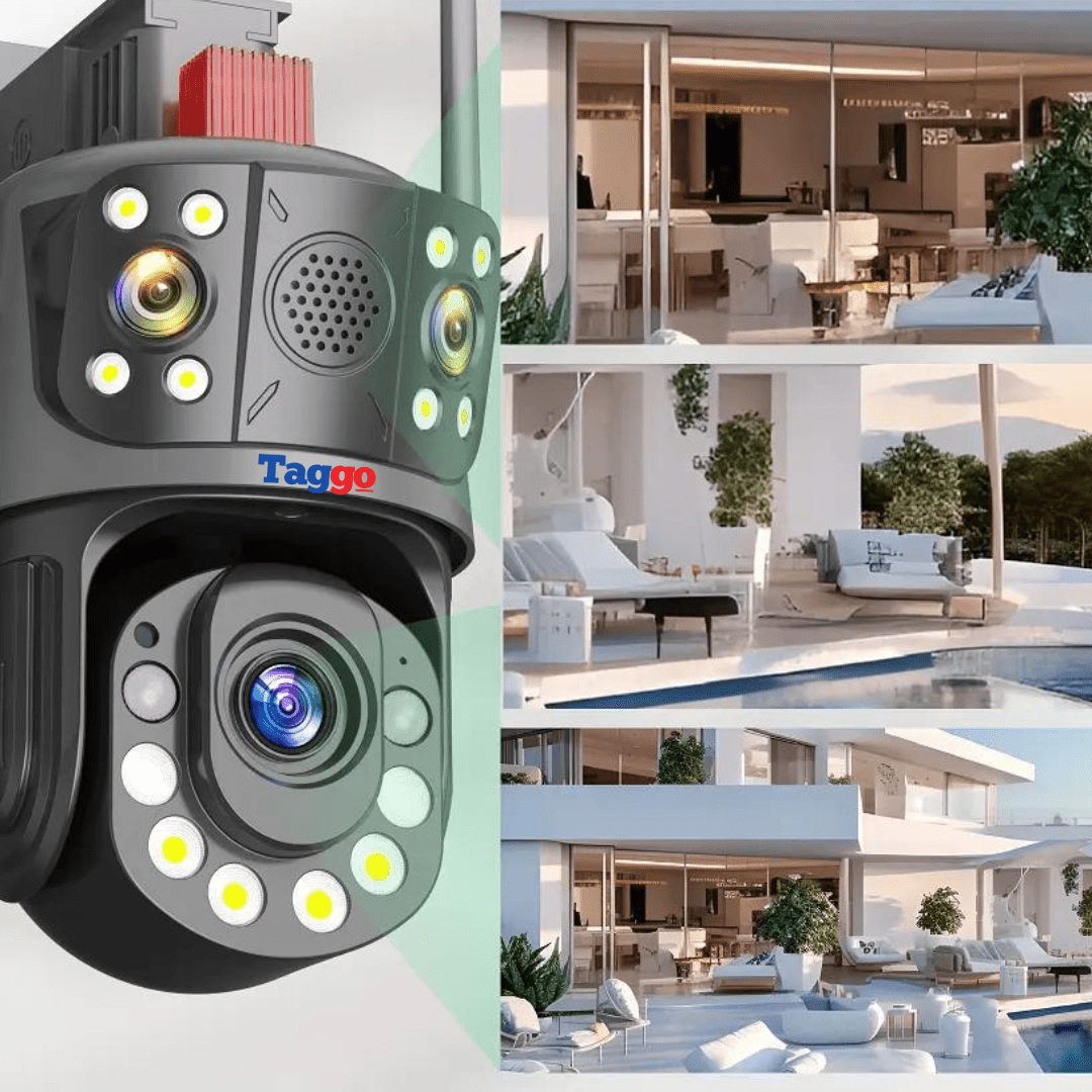 Camera supraveghere Fast Bundle cu panou solar, rezoluție 9K, zoom 100X, lentile multiple, PTZ exterior, funcție 24/7.