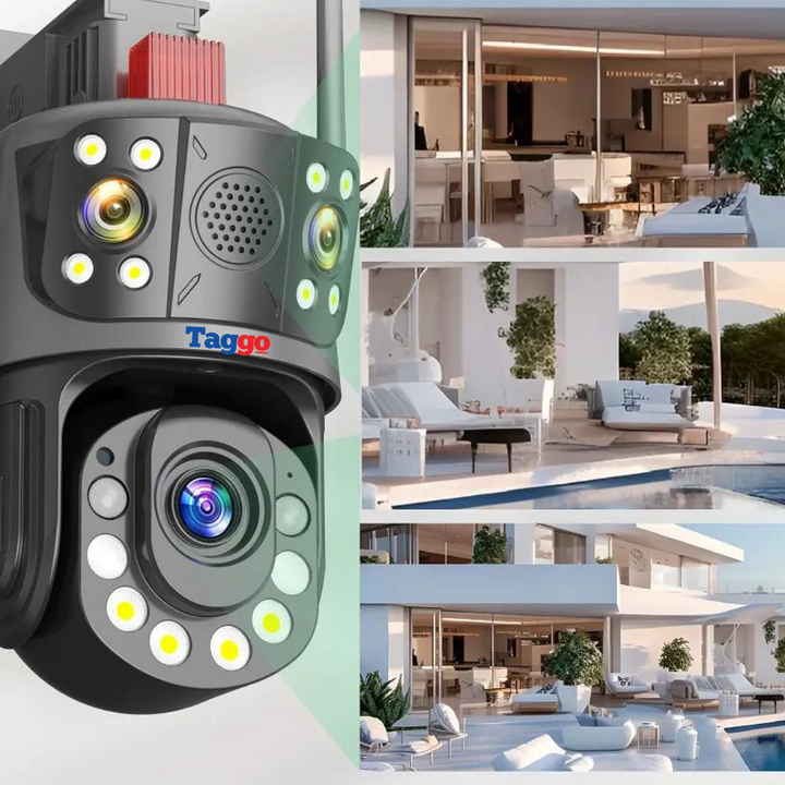 Camera Supraveghere cu Panou Solar si Conexiune WIFI, Rezolutie 9K ULTRA HD, Zoom Optic 100X, 5 Lentile, PTZ Exterior, 24/7 - Taggo.ro