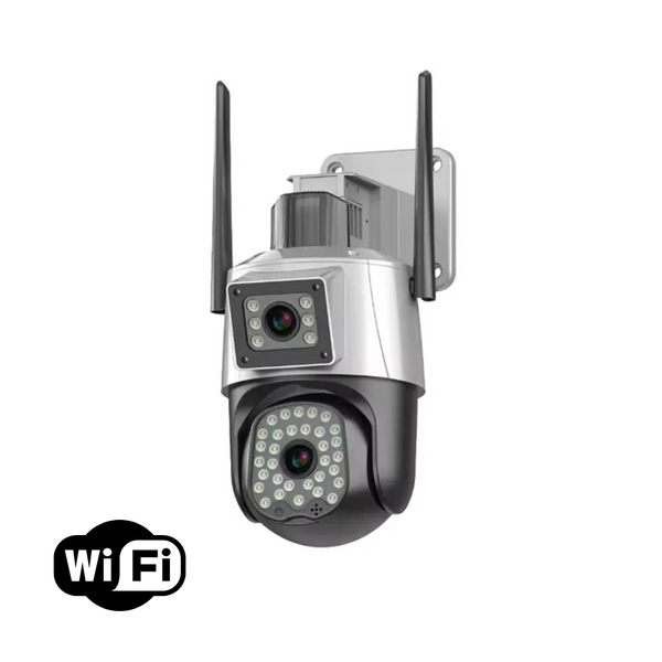 Camera de supraveghere WIFI 3K, 6MP, 2 lentile, Urmarire automata, Control din aplicatie, Rezistenta la apa IP66