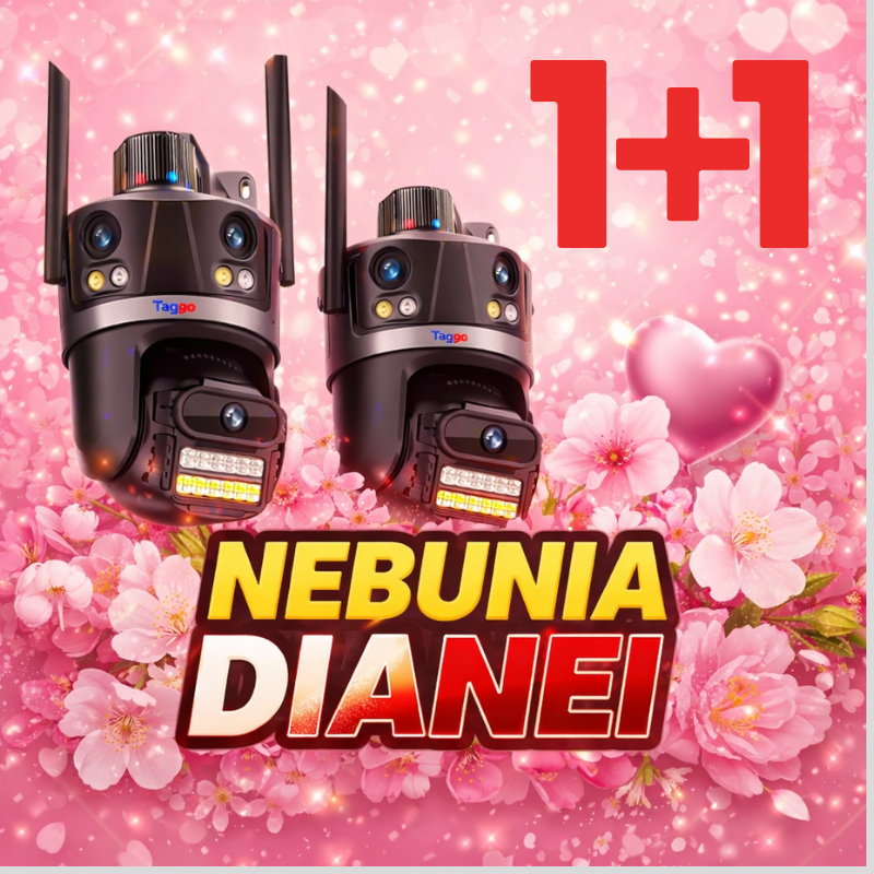 Pachet 2 camere de supraveghere WIFI 4K 8MP, 3 lentile, Control din aplicatie, Rezistenta la apa, Alarma - Taggo.ro