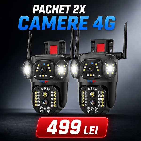 Pachet 2x Camere de supraveghere 4G Cartela SIM, ZOOM 10X | Taggo.ro