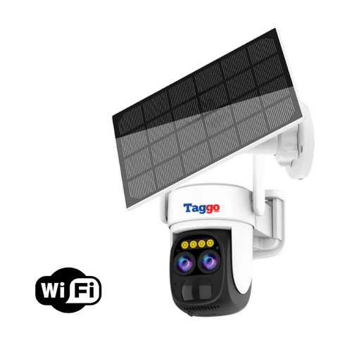 Camera de supraveghere WIFI cu incarcare solara 5W, SUPER 3K 6MP Dual Lens, 10X ZOOM, IP66, Control din aplicatie, Detectare miscare, Comunicare bidirectionala,