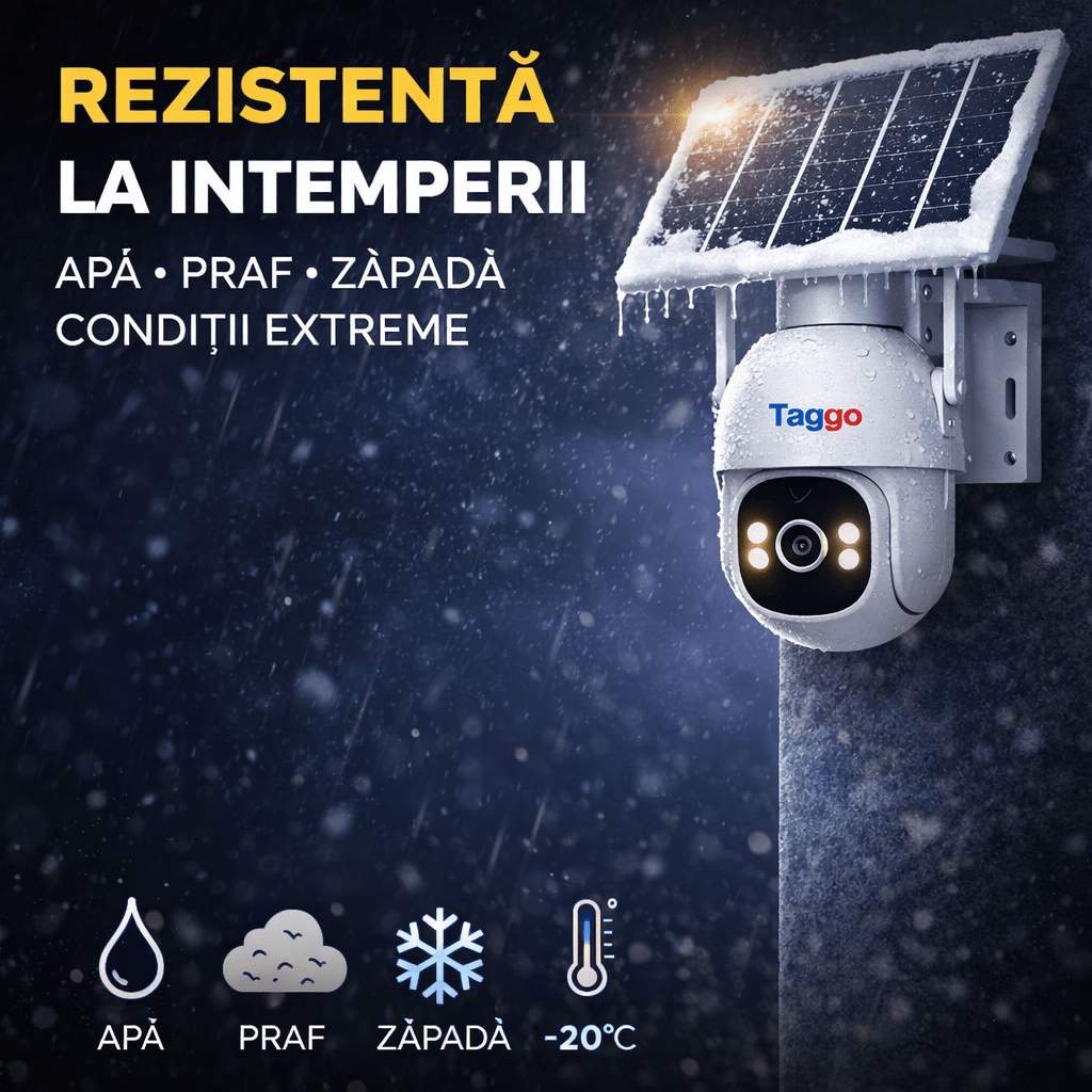 Camera de Supraveghere Solara Exterior 4G Cartela SIM 3 MP, 12X zoom, Full HD, Panou Solar 10W Rezistenta La Apa IP 66 - Taggo.ro