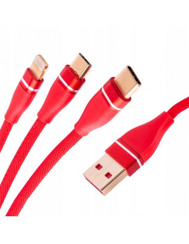 Cablu incarcare USB, cu mufe Micro-USB, USB-C, Lightning, 2.4A, 1,2M - Taggo.ro