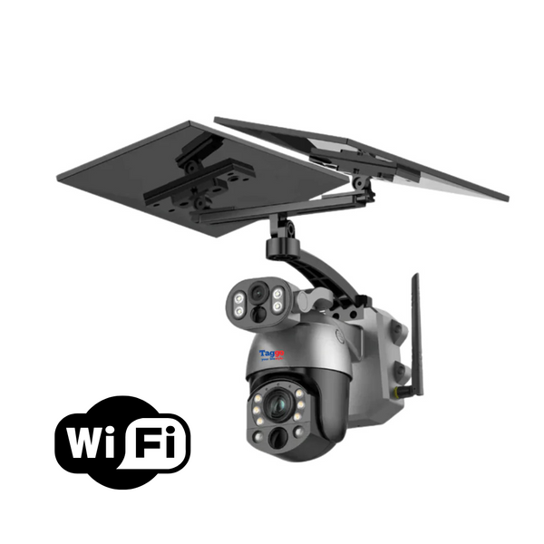 Camera Supraveghere WIFI 4K Ultra HD 50X Optical ZOOM, Dual lens, Incarcare Solara Panou, Rotire Din Aplicatie, Rezistenta La Apa IP 66, Card Memorie 128 GB
