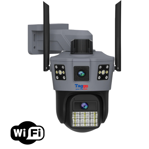 Camera de supraveghere WiFi 6K, 2 lentile, Control din aplicatie, Urmarire automata, Rezistenta la apa IP66