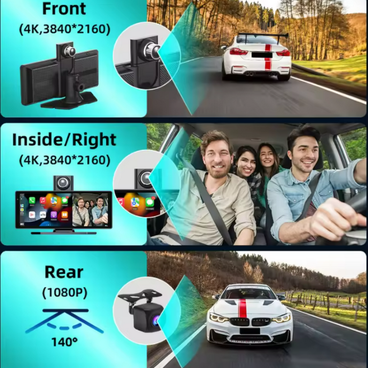 Navigatie Stereo Auto C10 4k + camera spate 1080P DVR, Ecran 8,1", Conectivitate Bluetooth, GPS - Taggo.ro