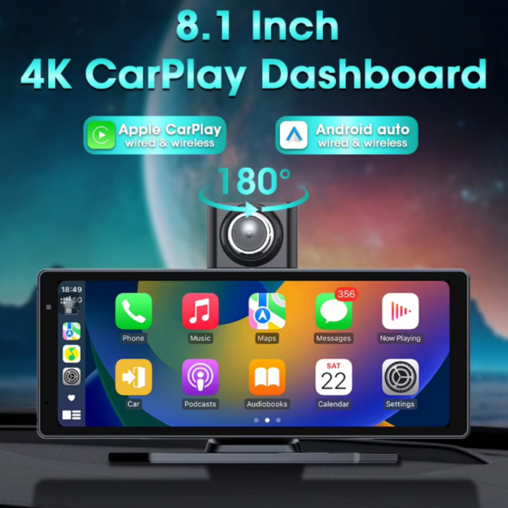 Navigatie Stereo Auto C10 4k + camera spate 1080P DVR, Ecran 8,1", Conectivitate Bluetooth, GPS - Taggo.ro