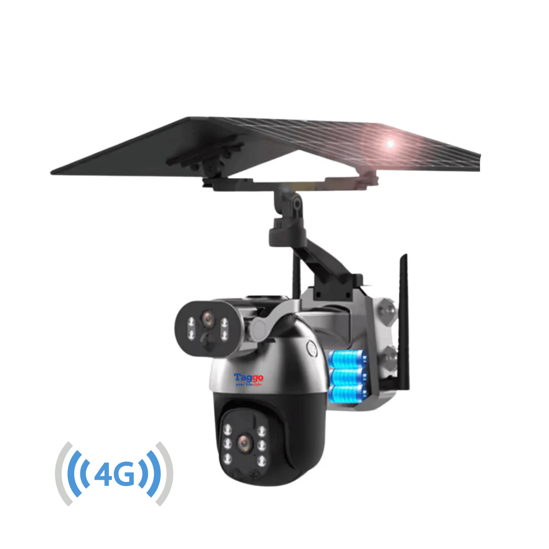 Camera supraveghere 4G Ultra HD Taggo.ro cu dual camera 6MP, incarcare solară, rotire din aplicație, rezistență IP66.