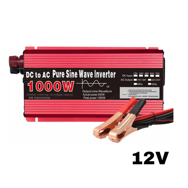 Invertor 1000W 12V – 220 V auto si panouri solare SINUS PUR, unda pura rulota, casa, cabana