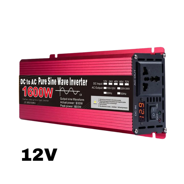 Invertor 1600W 12V – 220 V auto si panouri solare SINUS PUR, unda pura rulota, casa, cabana