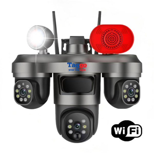 Camera Supraveghere WiFi, 3 Lentile, 12MP, Control din Aplicatie, Viziune Nocturna Color