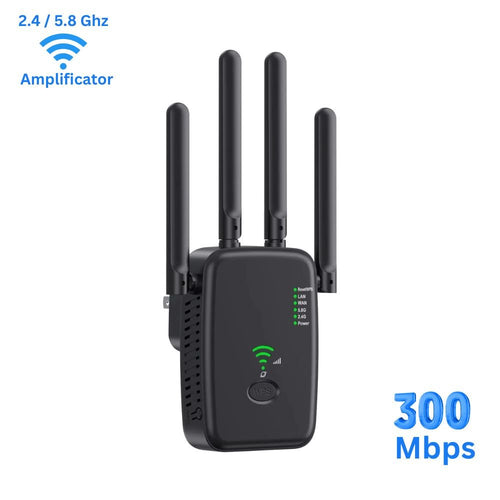 Amplificator WiFi 300 Mbps, Retea 2.4G, Black  – Semnal Puternic, acoperire extinsa si conexiune stabila