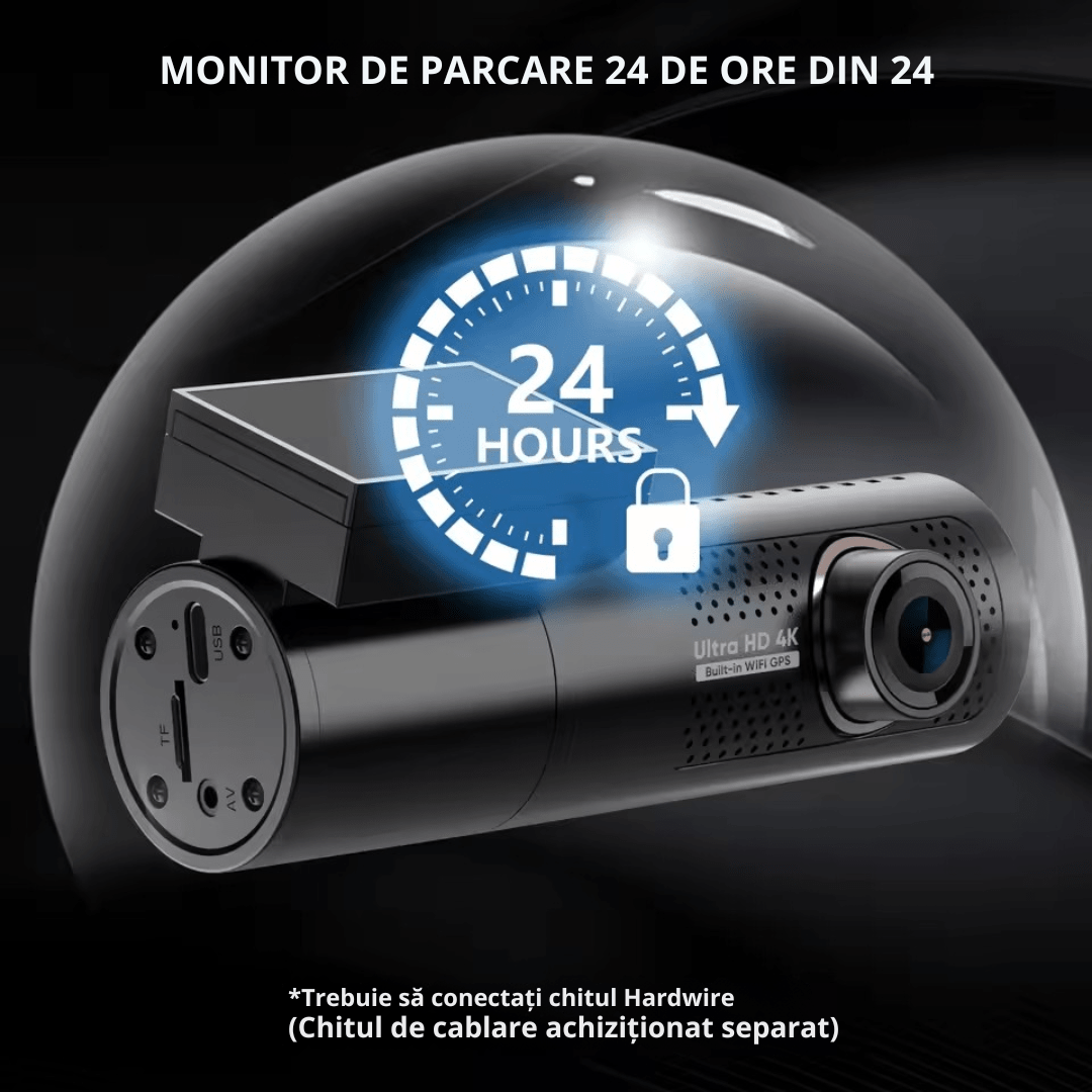 Camera auto 4k + camera spate 1080P DVR WiFi, GPS, Vizionare nocturna, Senzor GC4653 - Taggo.ro