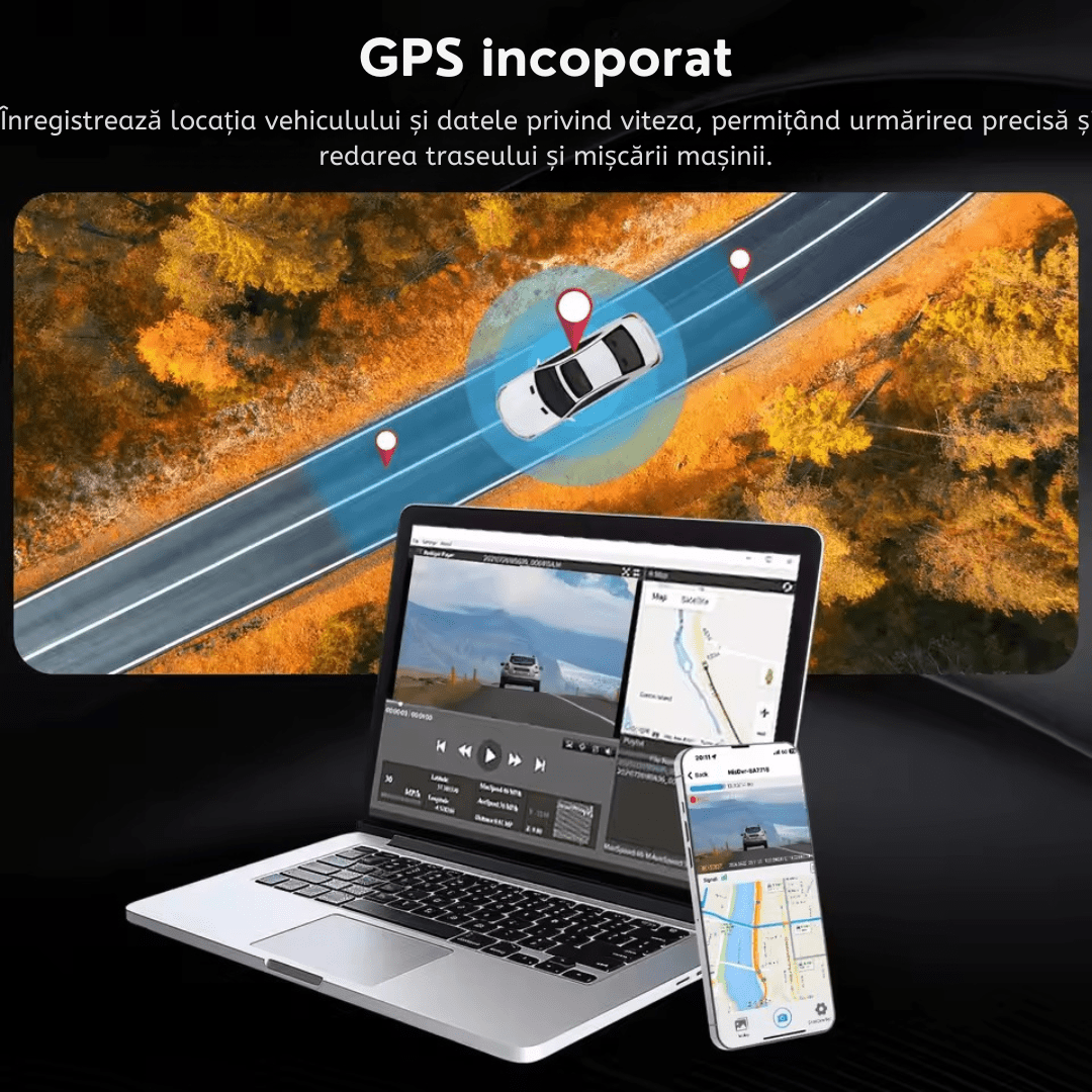 Camera auto 4k + camera spate 1080P DVR WiFi, GPS, Vizionare nocturna, Senzor GC4653 - Taggo.ro