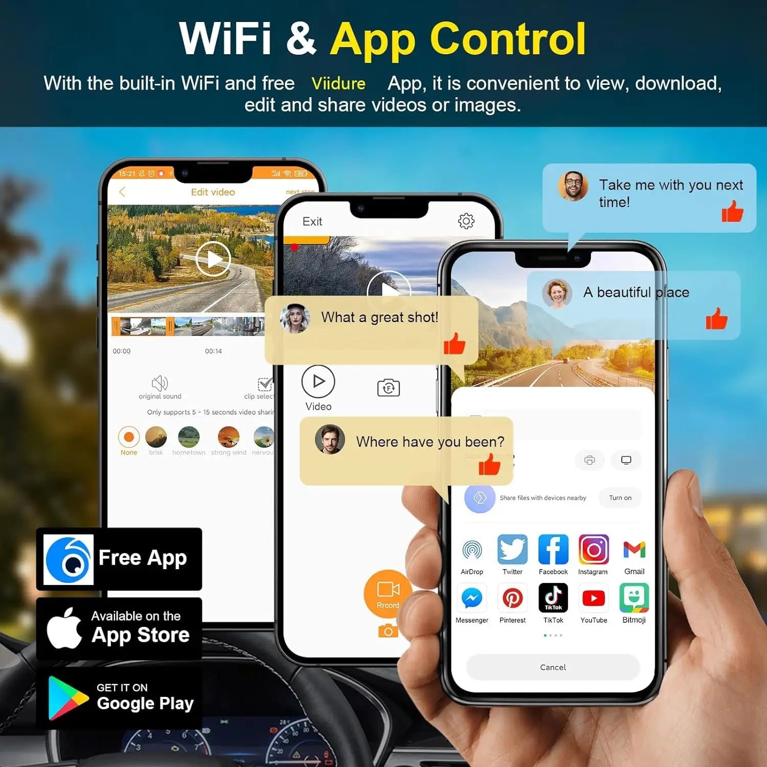 Camera auto 4K cu ecran LCD + camera spate 1080P DVR WIFI, GPS, Vizionare nocturna, Senzor SGC4663 - Taggo.ro