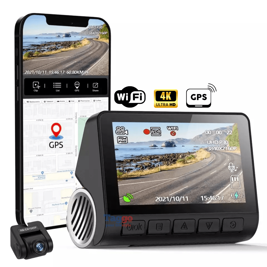 Camera Auto V55PRO 4K + camera spate 1080P, WiFi, WDR, Viziune nocturna - Taggo.ro