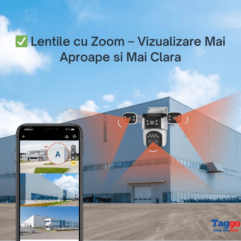 Camera Crocodil 12MP WiFi – Zoom 10X, Vedere Nocturnă Color, Urmărire Automată - Taggo.ro