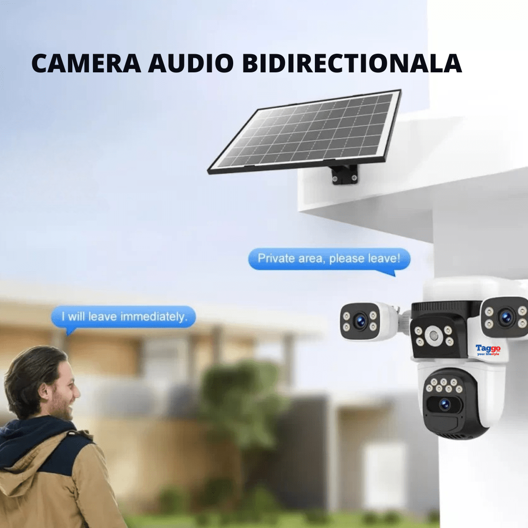Camera crocodil solar WIFI multi - lentile, 12MP, panou solar, stocare in cloud si SD, Rezistenta la apa IP66, Urmarire persoane - Taggo.ro