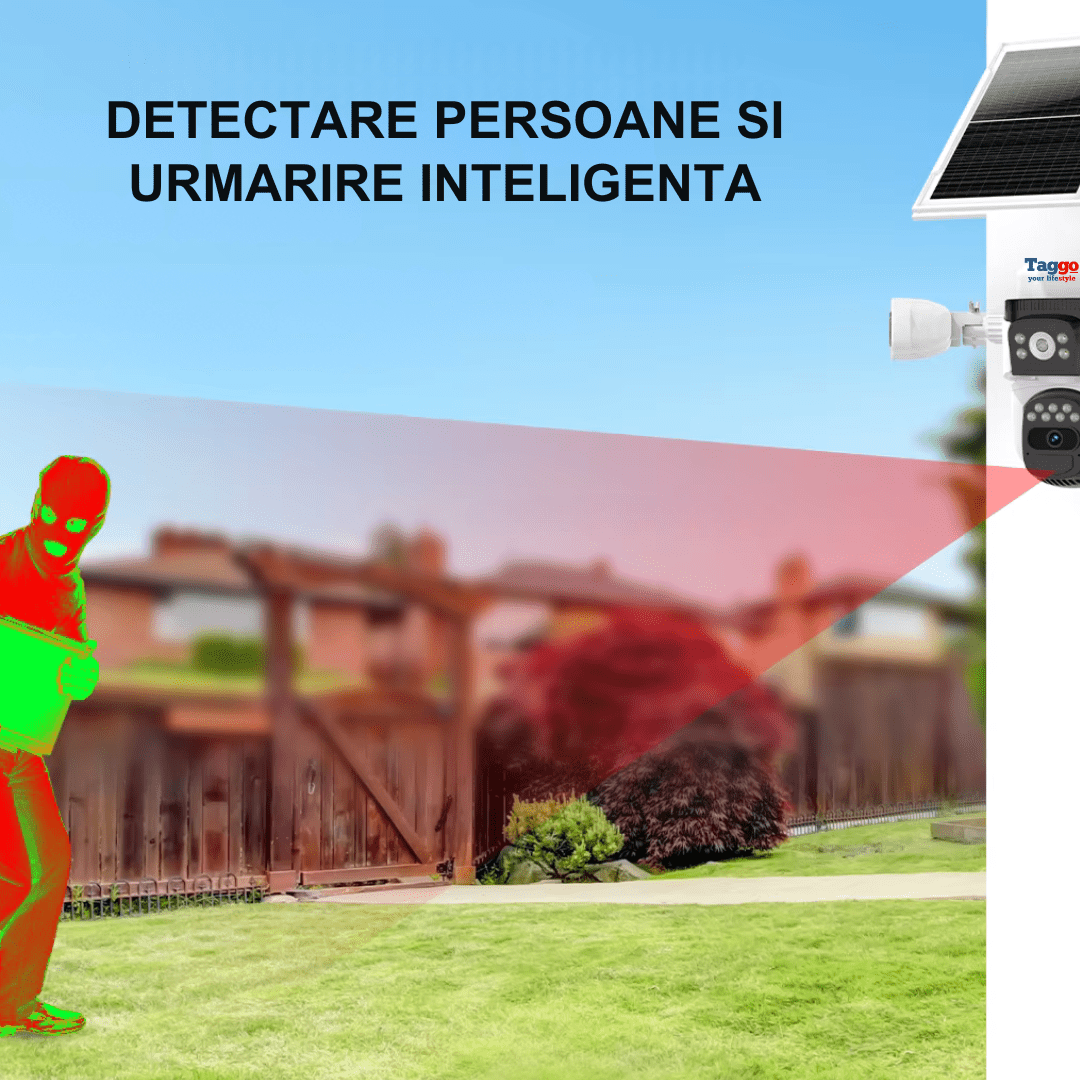 Camera crocodil solar WIFI multi - lentile, 12MP, panou solar, stocare in cloud si SD, Rezistenta la apa IP66, Urmarire persoane - Taggo.ro