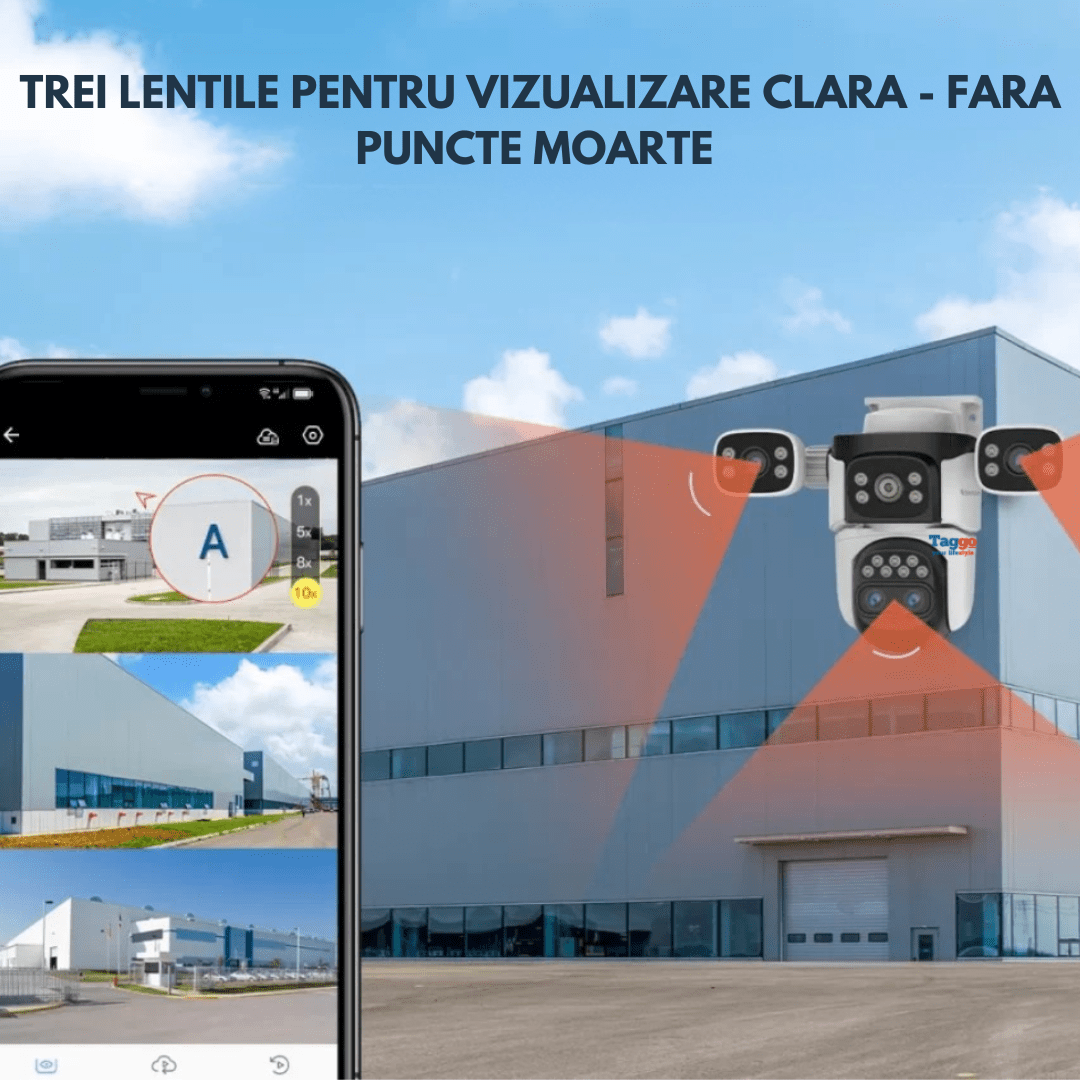 Camera crocodil solar WIFI multi - lentile, 12MP, panou solar, stocare in cloud si SD, Rezistenta la apa IP66, Urmarire persoane - Taggo.ro