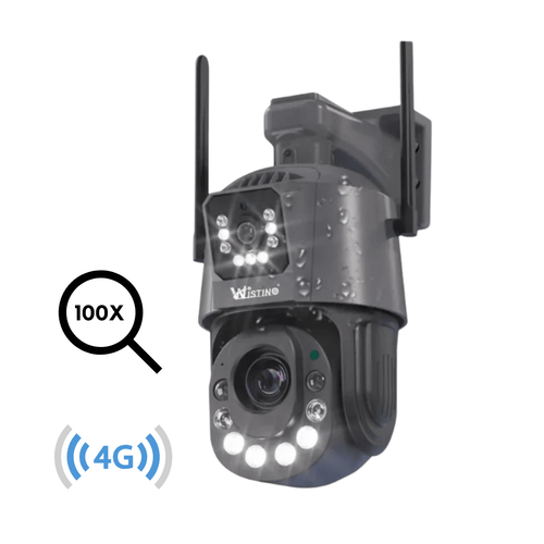 Camera de supraveghere 4G Cartela SIM 6K, 100X, 2 lentile, Control din aplicatie, Detectie umana, Rezistenta la apa IP66